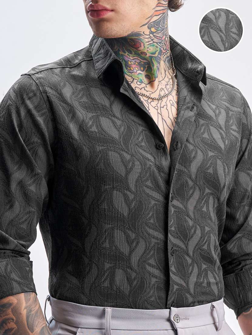 men self design long sleeve regular fit casual shirt - 22470040 -  Standard Image - 1