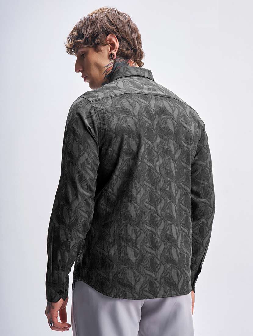 men self design long sleeve regular fit casual shirt - 22470040 -  Standard Image - 4