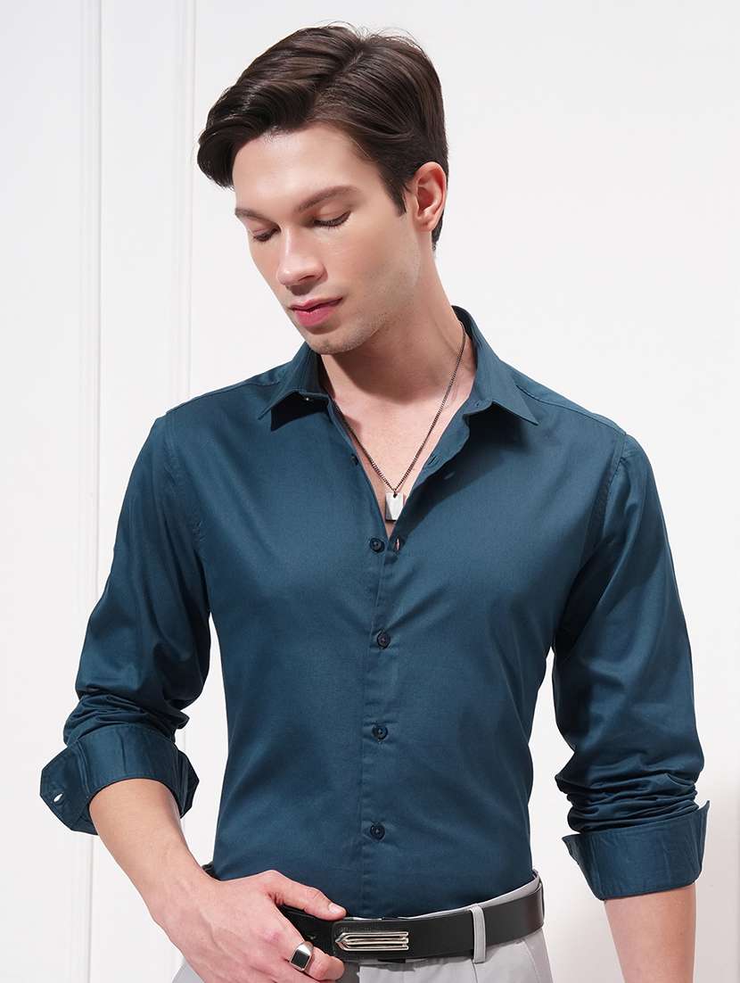 men solid long sleeve regular fit casual shirt
