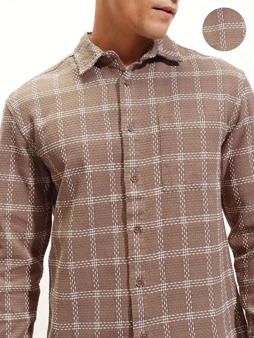 men checkered long sleeve regular fit casual shirt - 22470113 -  Standard Image - 1