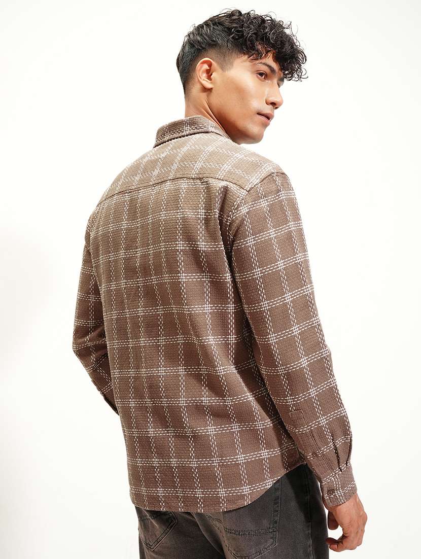 men checkered long sleeve regular fit casual shirt - 22470113 -  Standard Image - 4