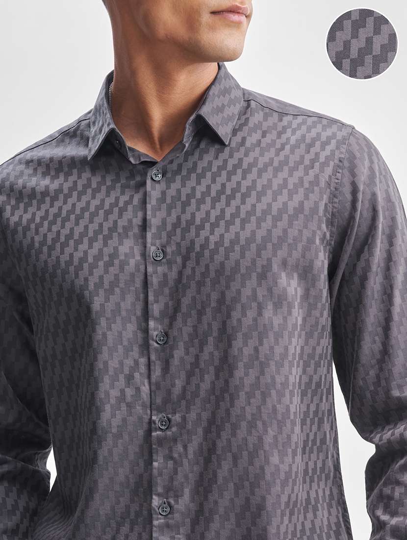 men self design long sleeve regular fit casual shirt - 22470138 -  Standard Image - 1