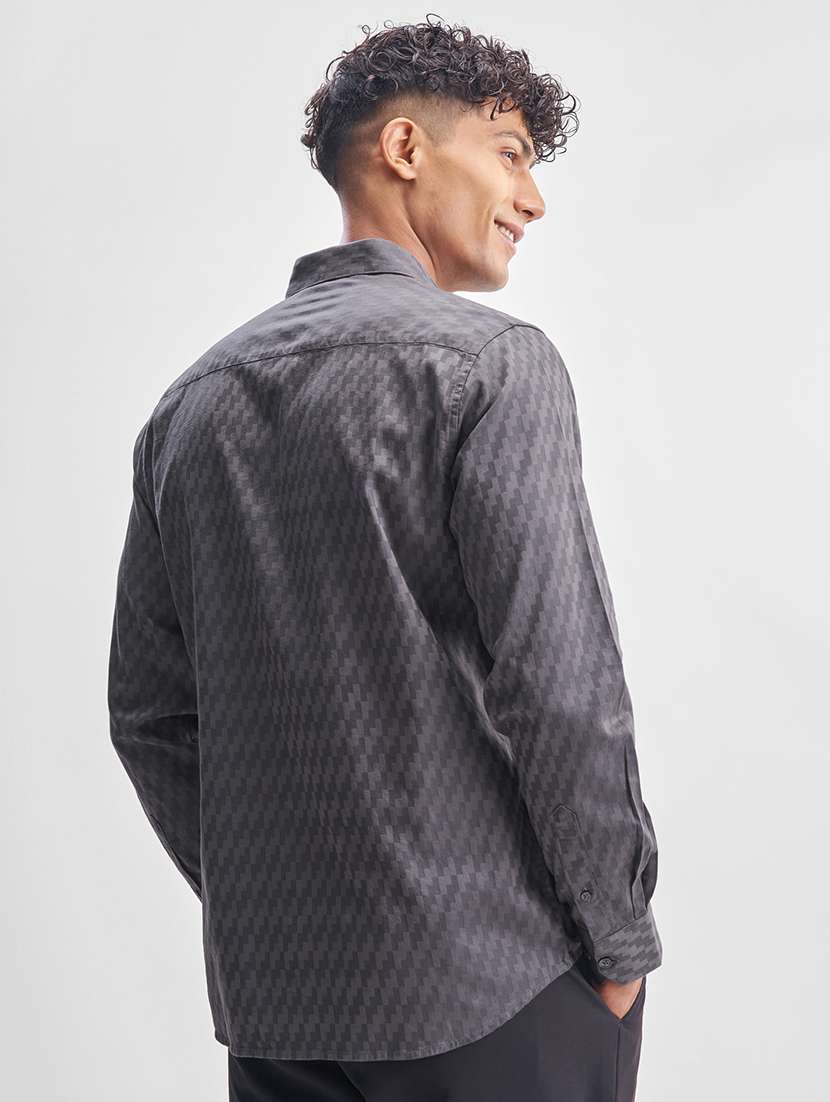 men self design long sleeve regular fit casual shirt - 22470138 -  Standard Image - 4