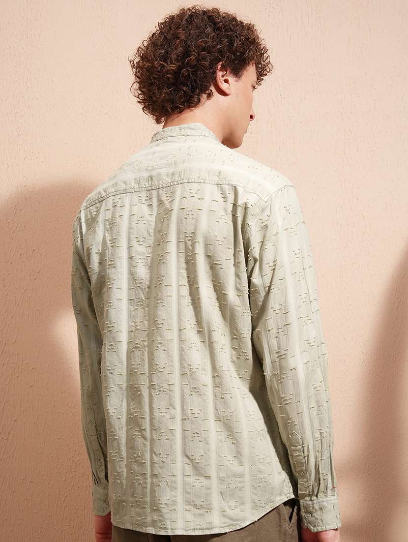 men self design long sleeve regular fit casual shirt - 22470150 -  Standard Image - 4