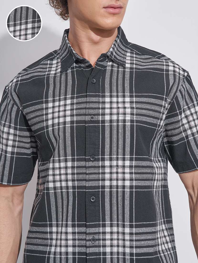 men checkered short sleeve regular fit casual shirt - 22470175 -  Standard Image - 1