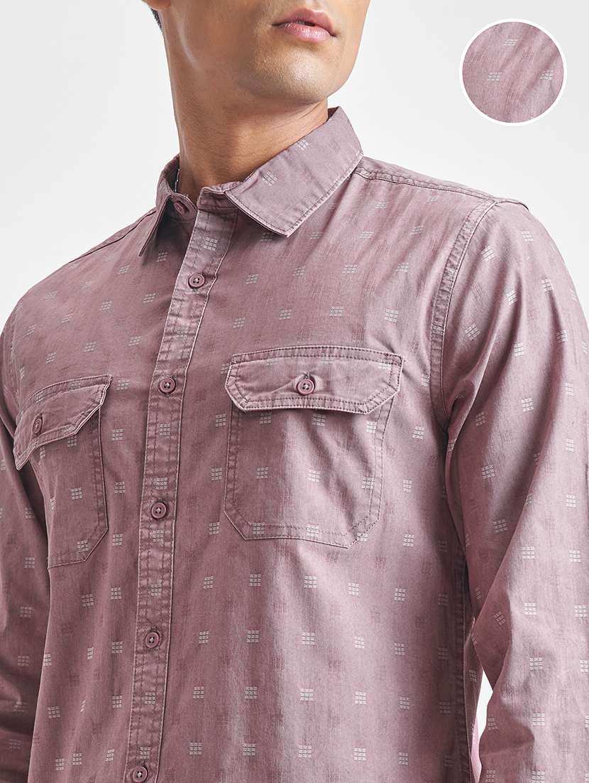 men self design long sleeve regular fit casual shirt - 22470245 -  Standard Image - 1