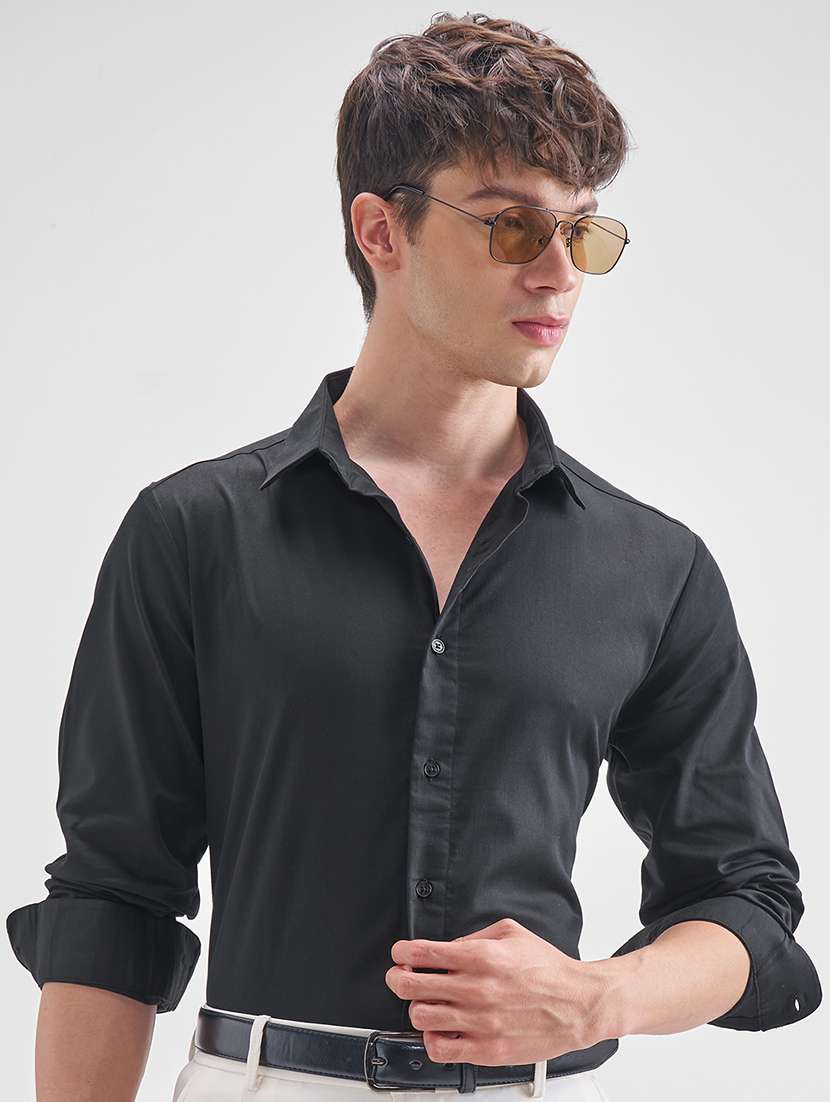 men solid long sleeve regular fit casual shirt