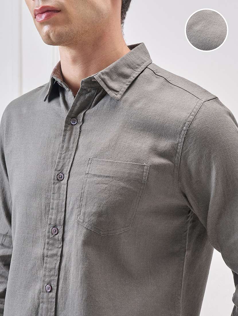men solid long sleeve regular fit casual shirt - 22470267 -  Standard Image - 1