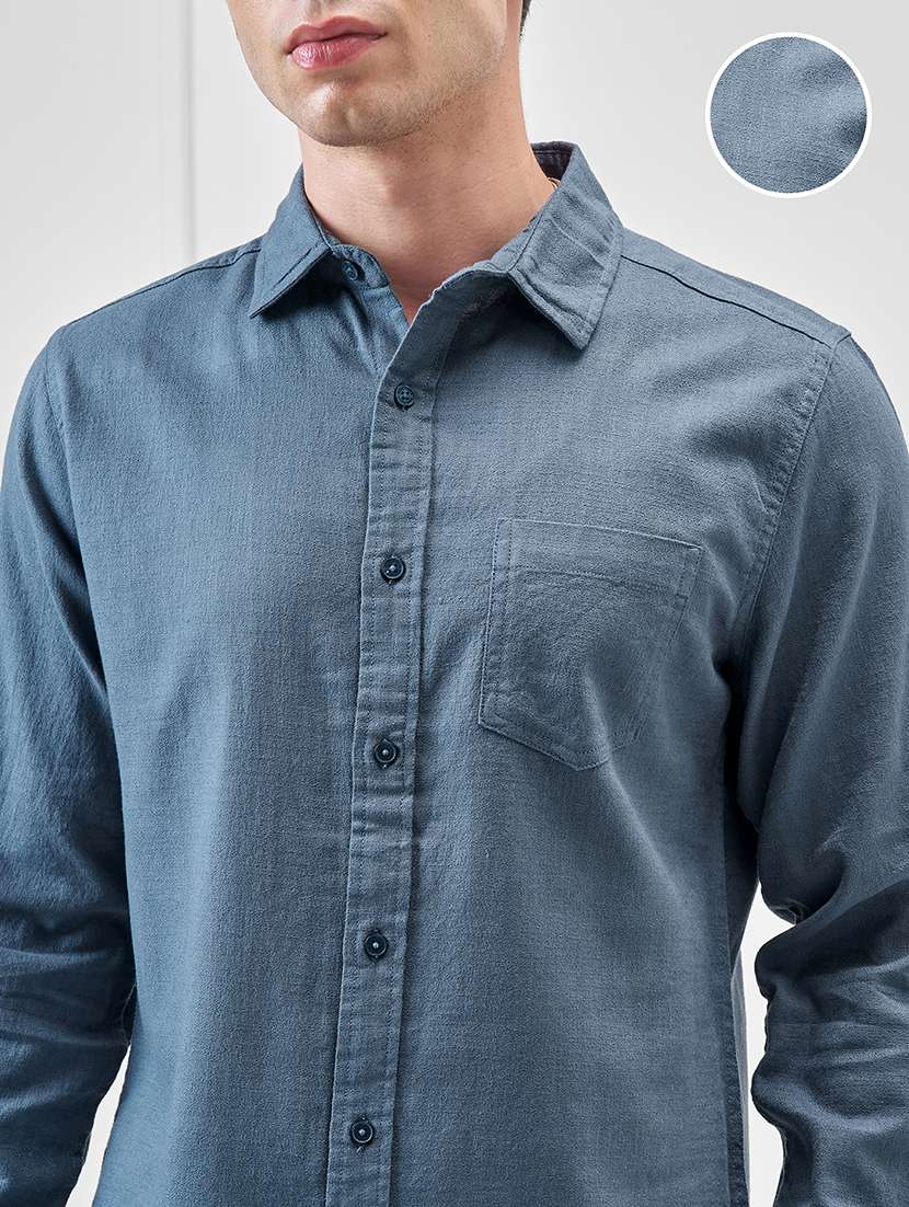men solid long sleeve regular fit casual shirt - 22470268 -  Standard Image - 1
