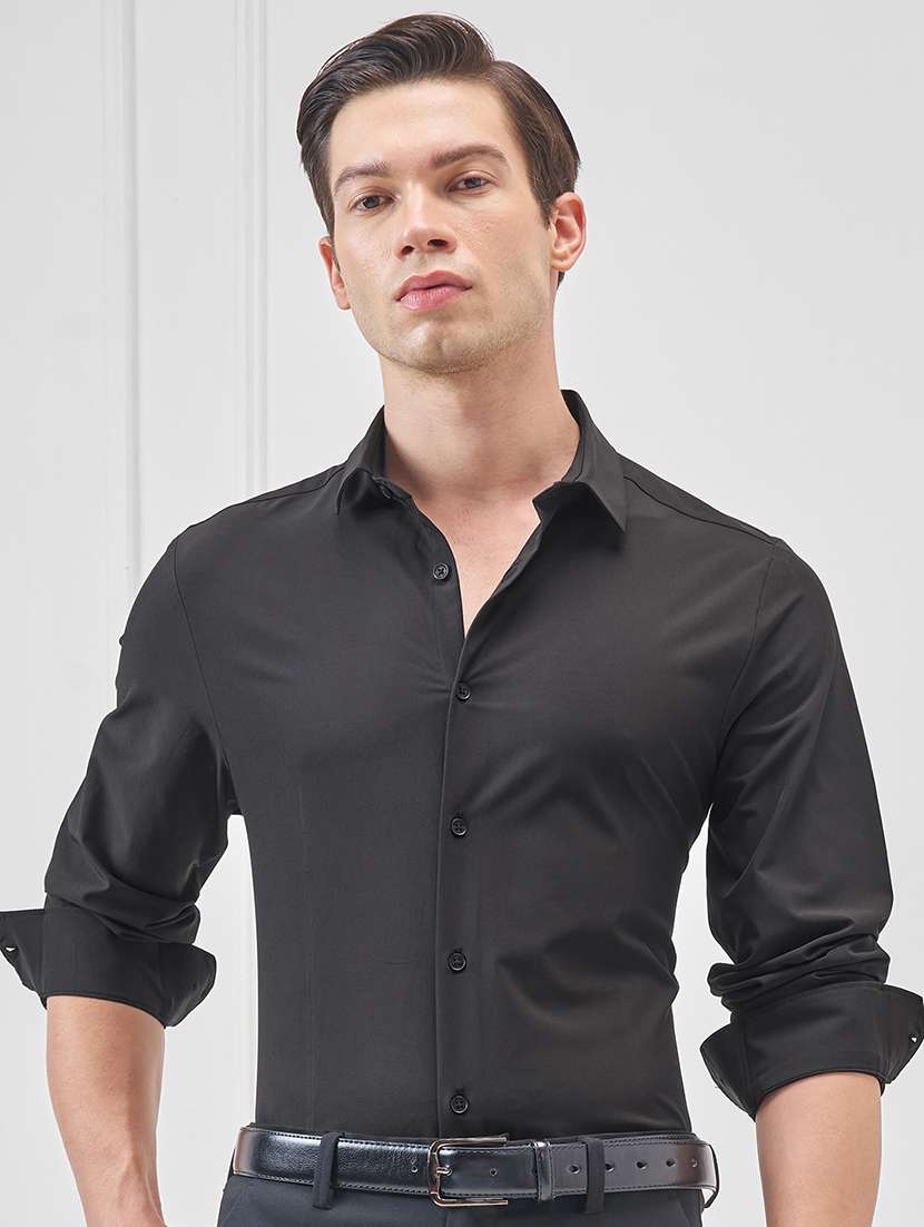 men solid long sleeve regular fit casual shirt