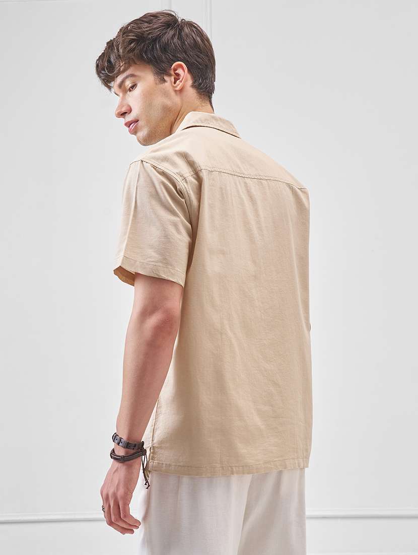 Men Solid Short Sleeve Regular Fit Casual Shirt - 22470282 -  Standard Image - 4