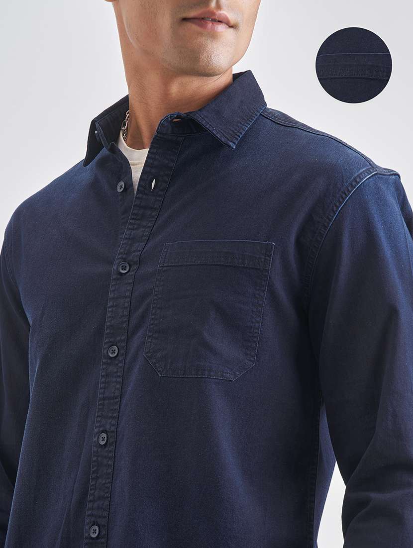 men solid long sleeve regular fit casual shirt - 22470299 -  Standard Image - 1