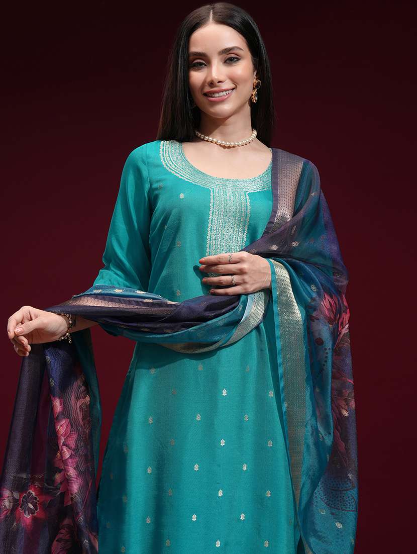 women blue kurta palazzo set set - 22470307 -  Standard Image - 1