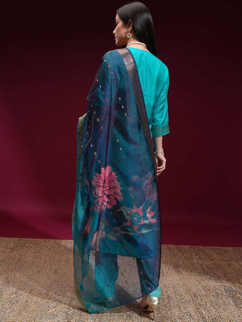 women blue kurta palazzo set set - 22470307 -  Standard Image - 4