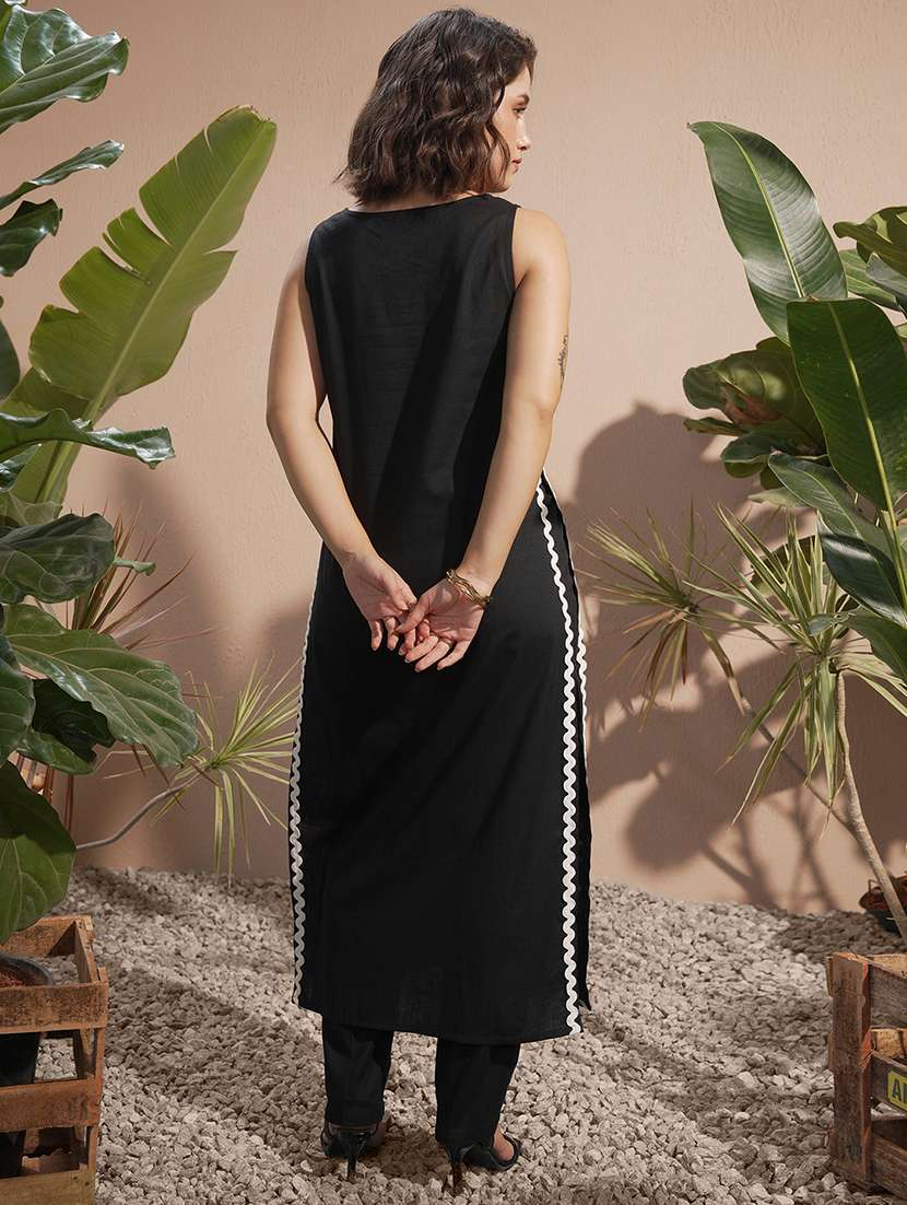 women black kurta pant set - 22470349 -  Standard Image - 4