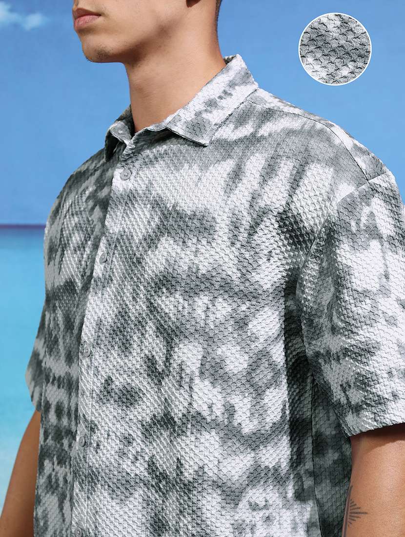 men printed short sleeve regular fit casual shirt - 22470469 -  Standard Image - 1
