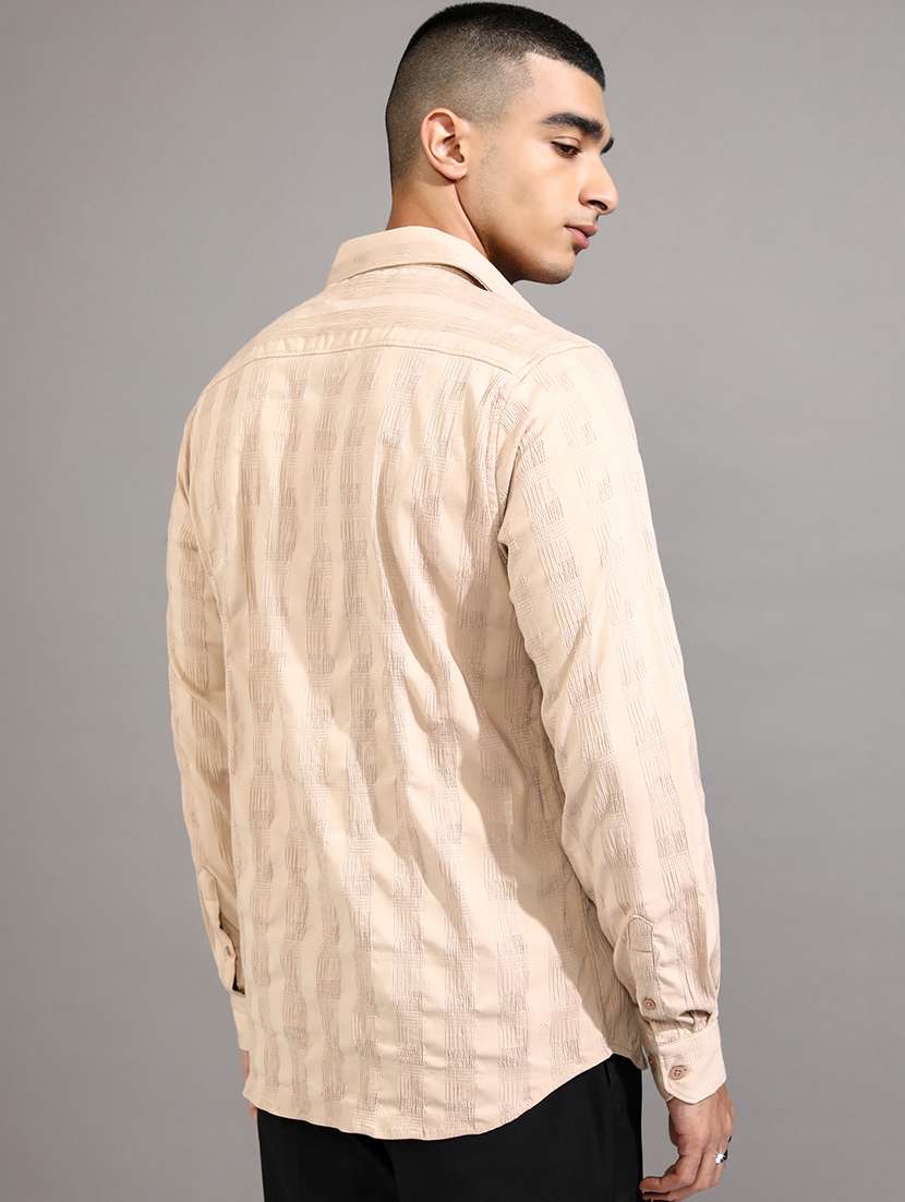 men self design long sleeve regular fit casual shirt - 22470474 -  Standard Image - 4