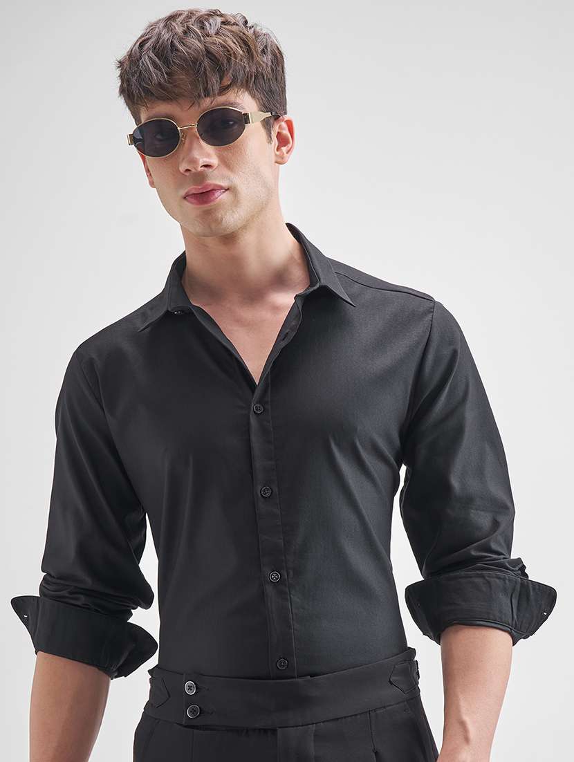men solid long sleeve regular fit casual shirt