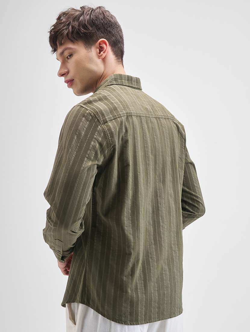 men striped long sleeve regular fit casual shirt - 22470552 -  Standard Image - 4