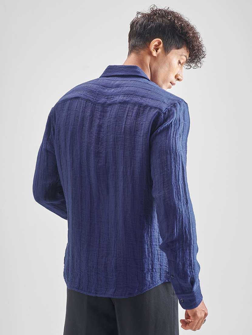 men self design long sleeve regular fit casual shirt - 22470565 -  Standard Image - 4