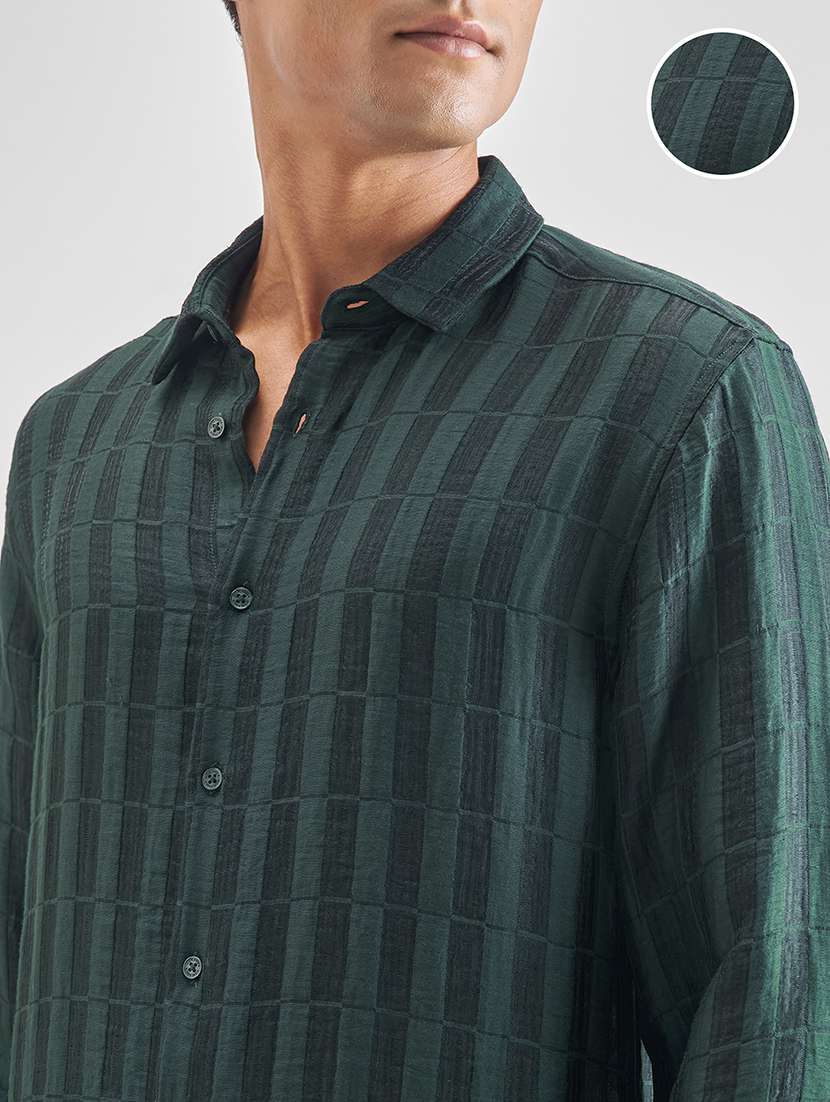 men self design long sleeve regular fit casual shirt - 22470566 -  Standard Image - 1