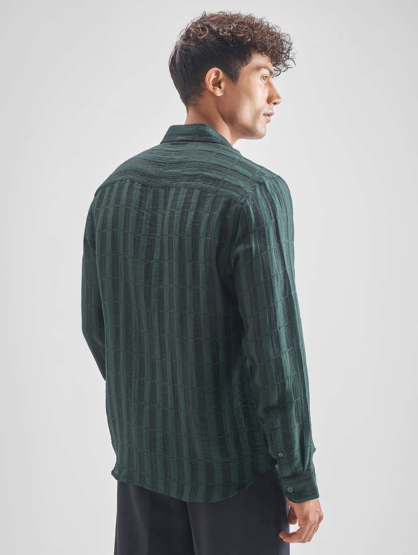 men self design long sleeve regular fit casual shirt - 22470566 -  Standard Image - 4