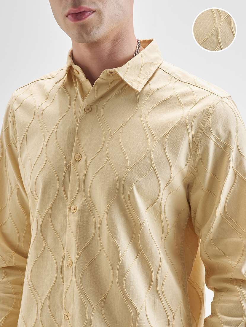 men self design long sleeve regular fit casual shirt - 22470570 -  Standard Image - 1