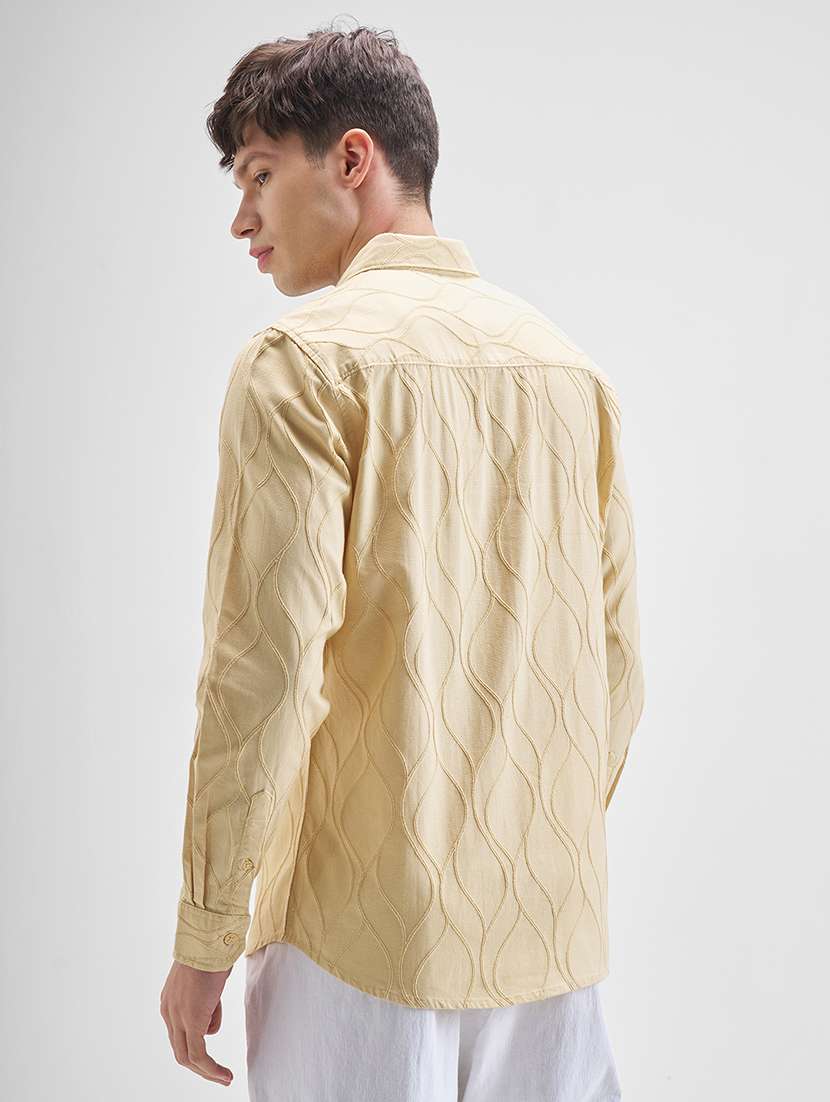 men self design long sleeve regular fit casual shirt - 22470570 -  Standard Image - 4