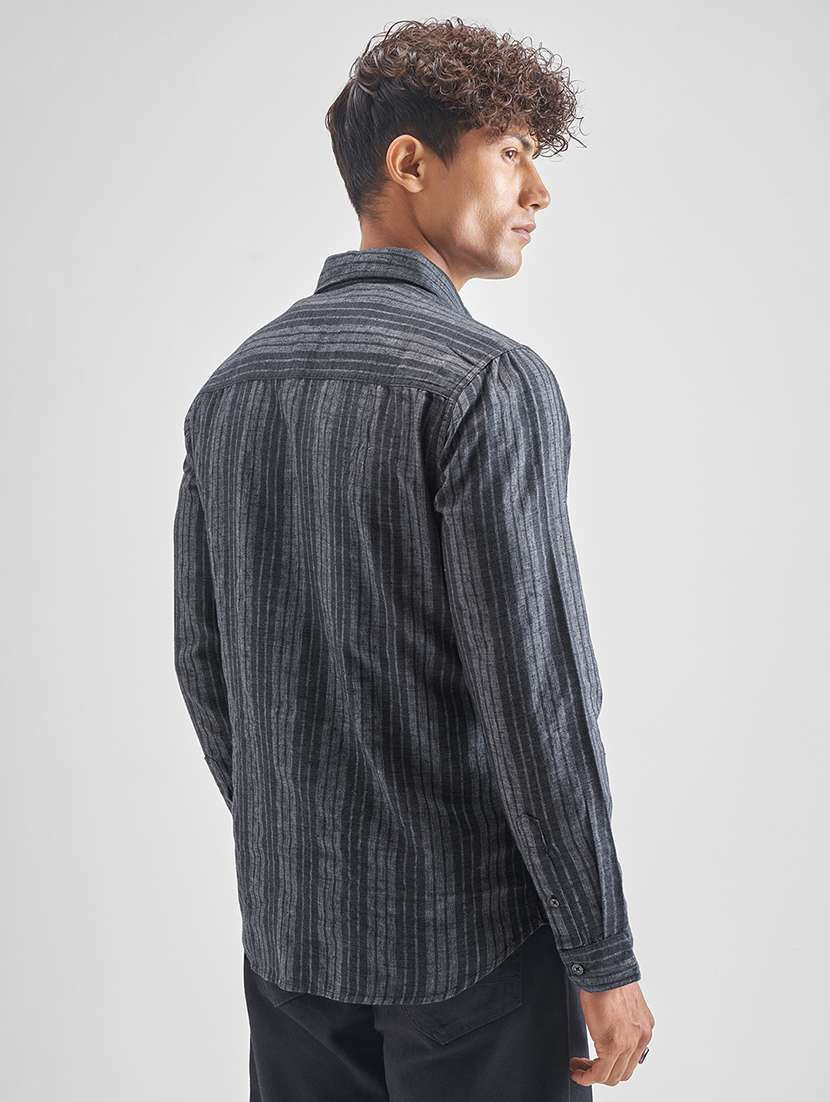 men striped long sleeve regular fit casual shirt - 22470580 -  Standard Image - 4
