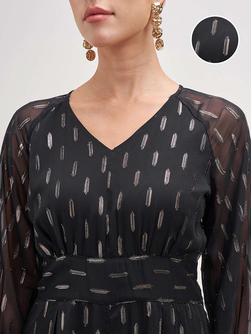 women printed black polyester full leg jumpsuit - 22470602 -  Standard Image - 1