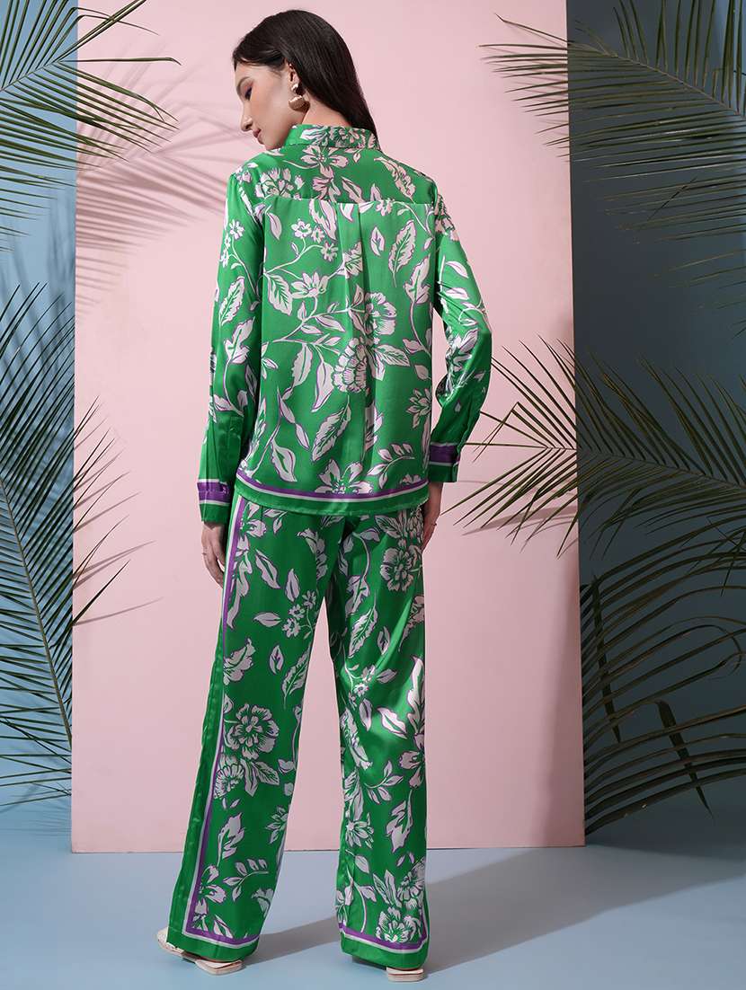 women printed polyester long sleeve co-ords green - 22470636 -  Standard Image - 4