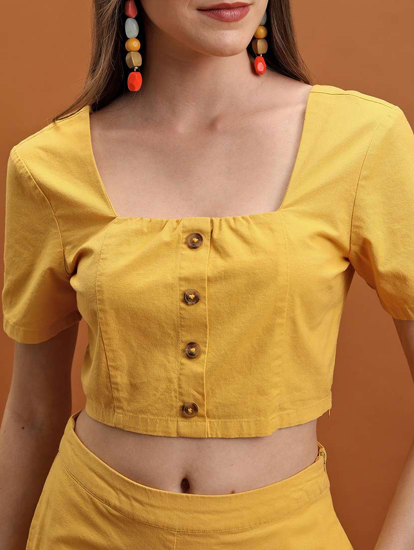 women yellow cotton top and trouser set co-ord - 22470651 -  Standard Image - 1