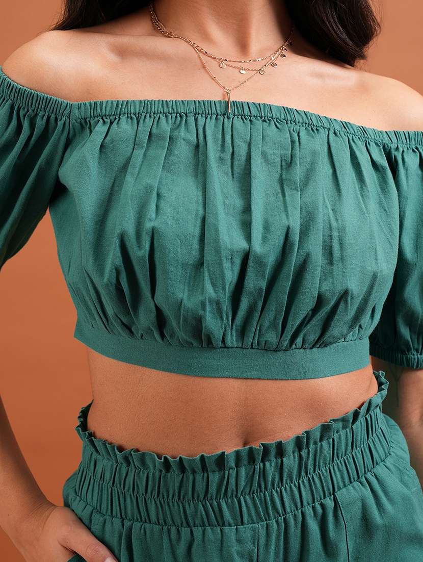 Women Green Cotton Top And Shorts Set Co-ord - 22470653 -  Standard Image - 1
