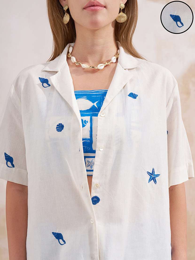 women blue cotton top and shorts set co-ords - 22470672 -  Standard Image - 1