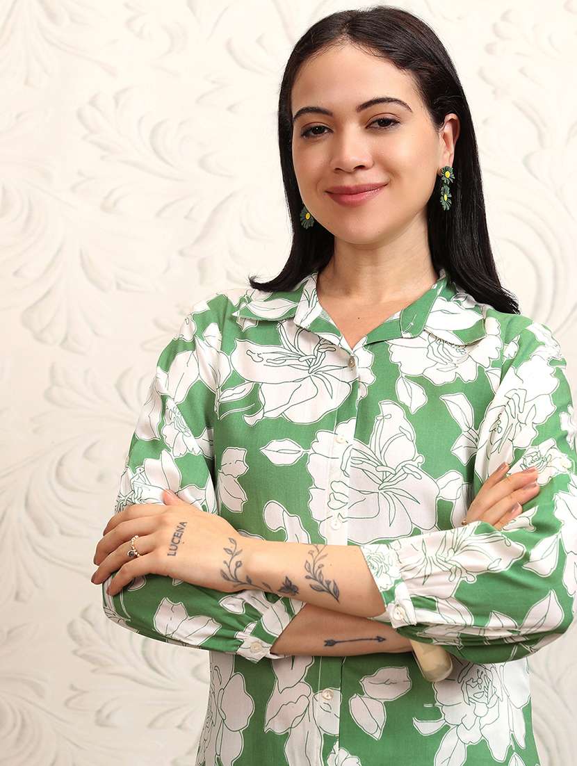 women floral cotton top and trouser set - 22470691 -  Standard Image - 1