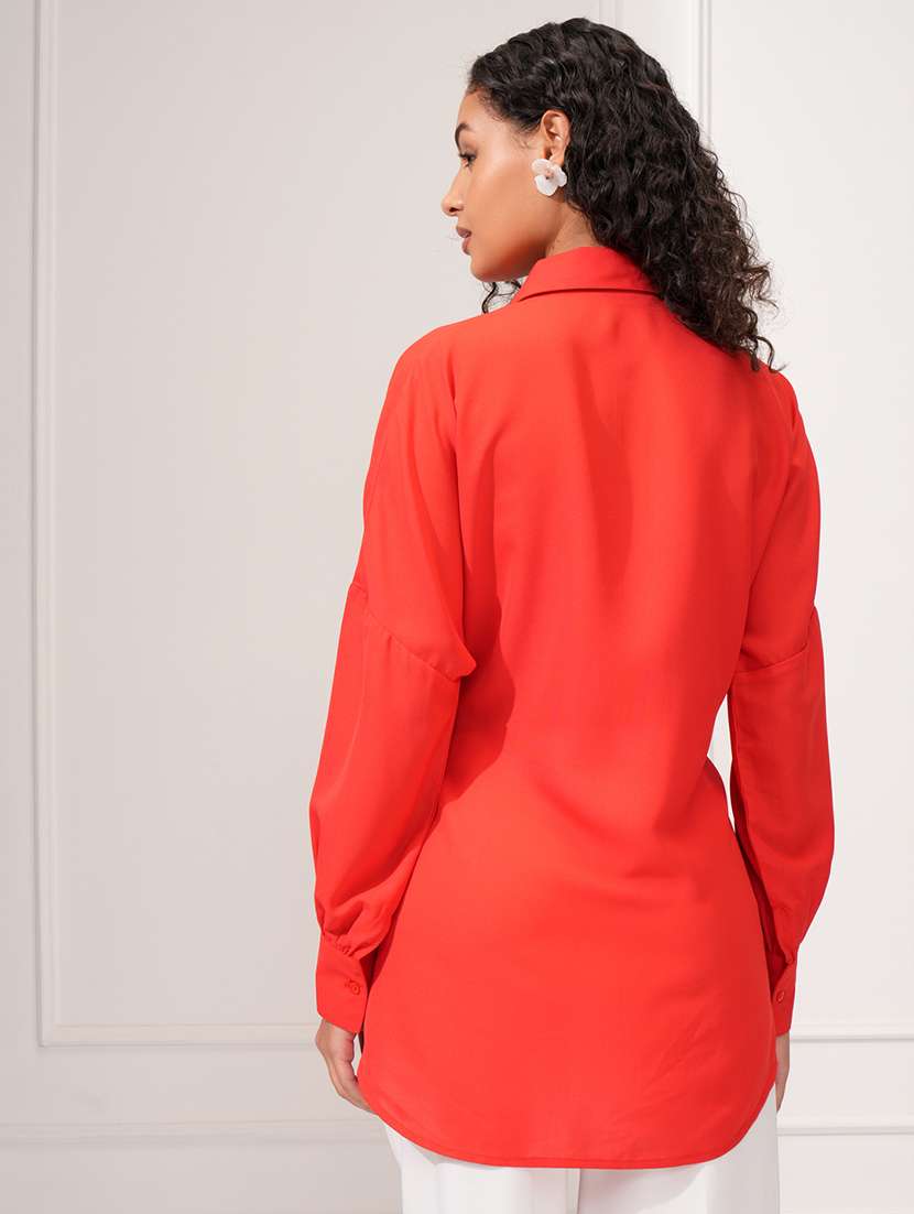 women red polyester shirt dress - 22470708 -  Standard Image - 4