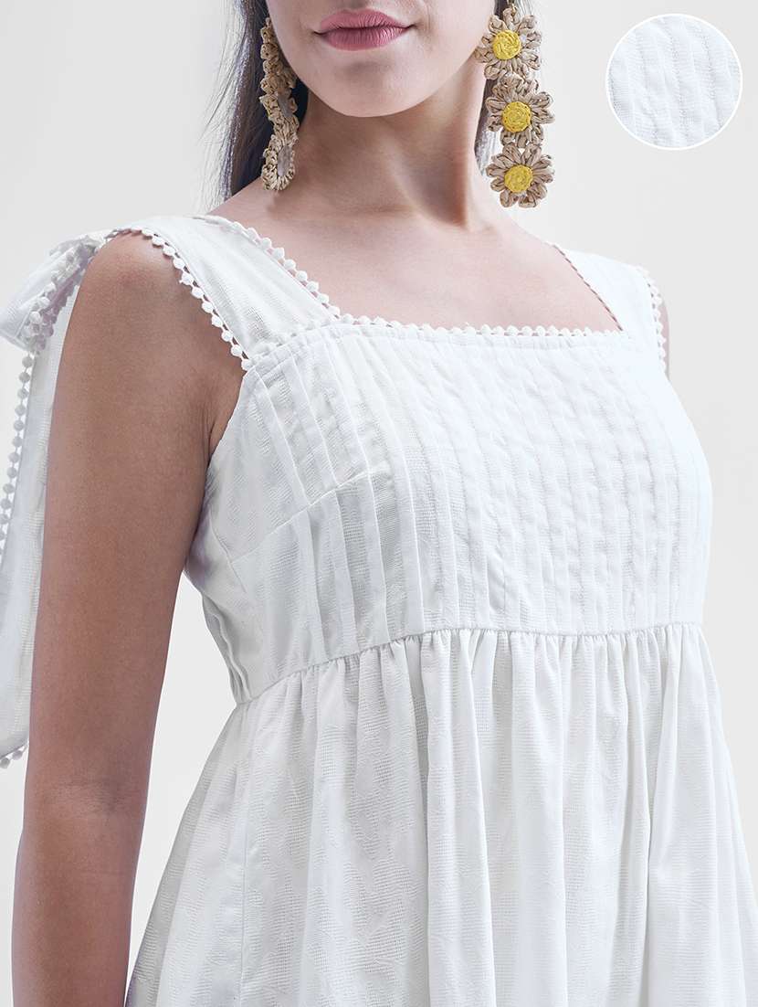 women white cotton fit & flare dress - 22470717 -  Standard Image - 1