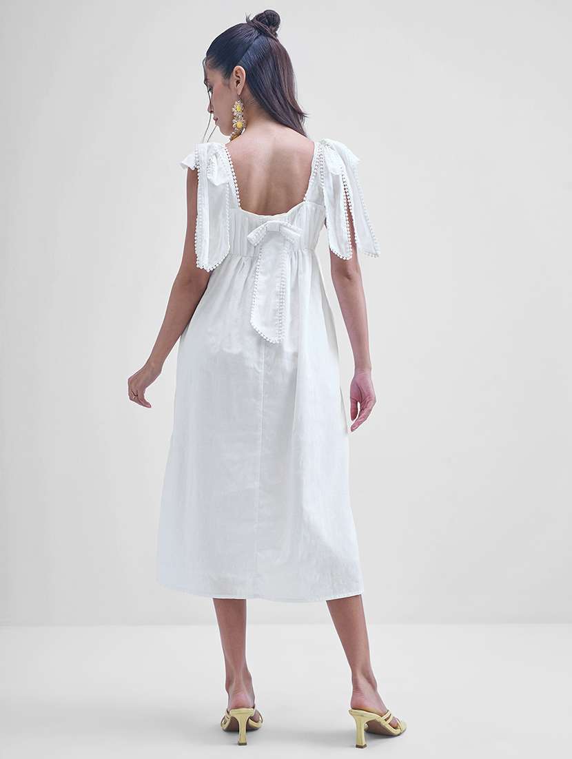 women white cotton fit & flare dress - 22470717 -  Standard Image - 4