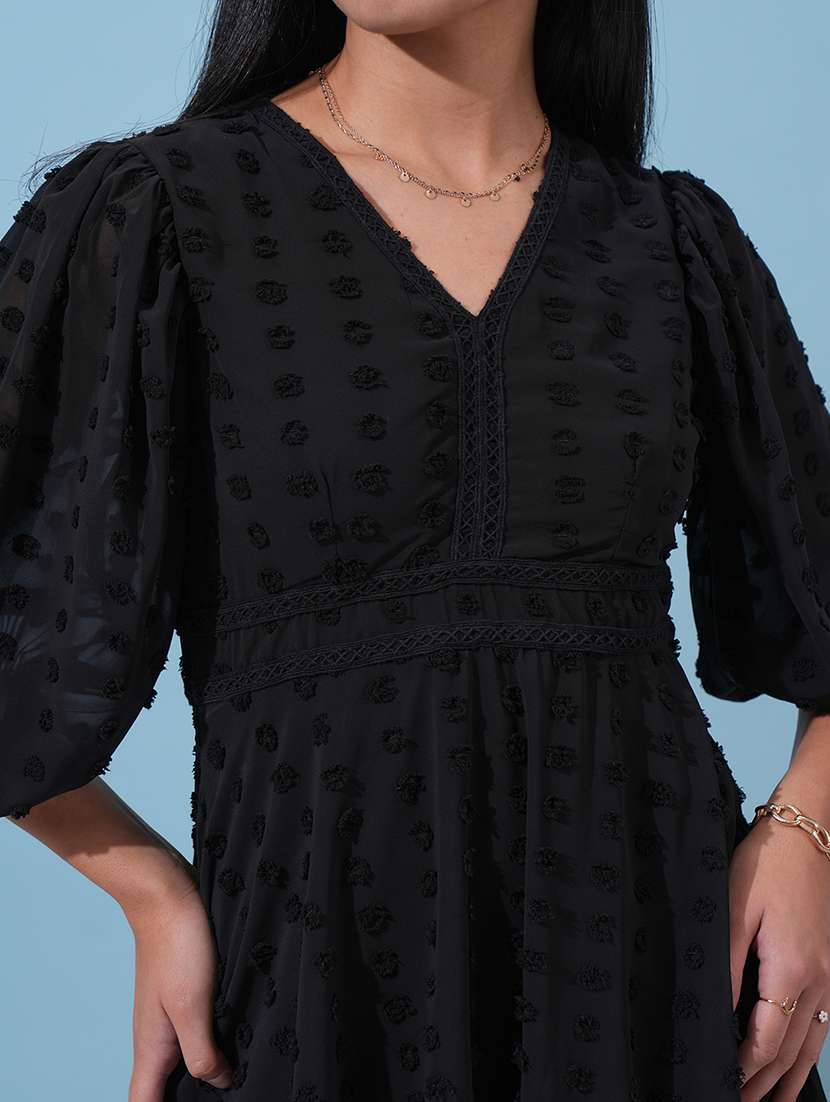 women black polyester fit & flare dress - 22470733 -  Standard Image - 1