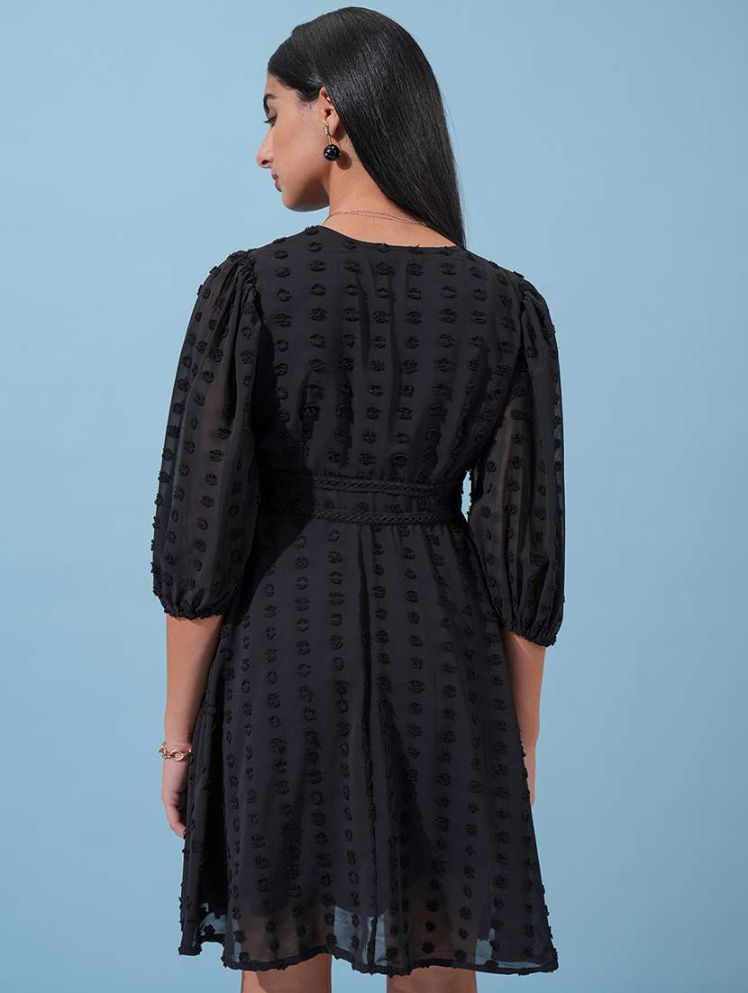 women black polyester fit & flare dress - 22470733 -  Standard Image - 4