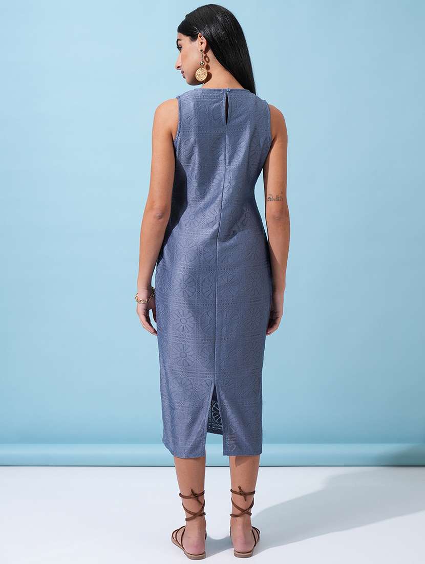 women blue polyester sheath dress - 22470734 -  Standard Image - 4