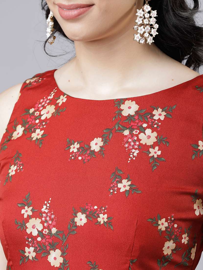 women red polyester fit & flare dress - 22470754 -  Standard Image - 1