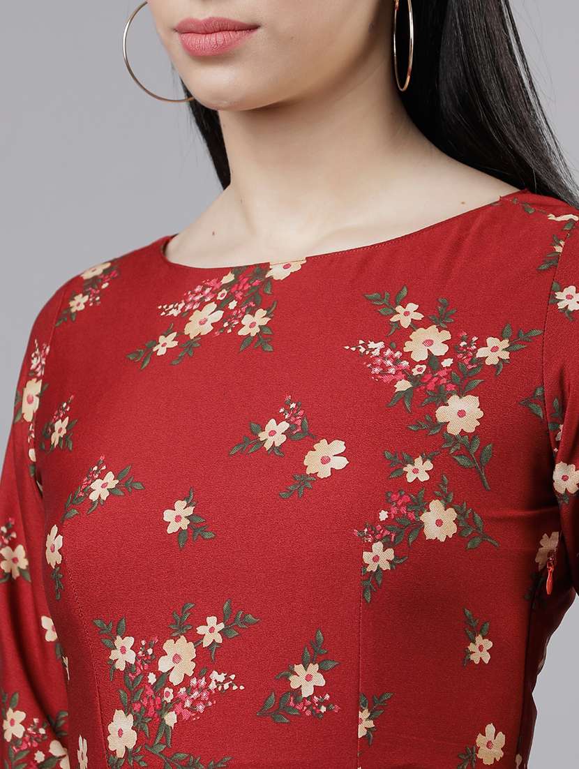 women red polyester fit & flare dress - 22470755 -  Standard Image - 1