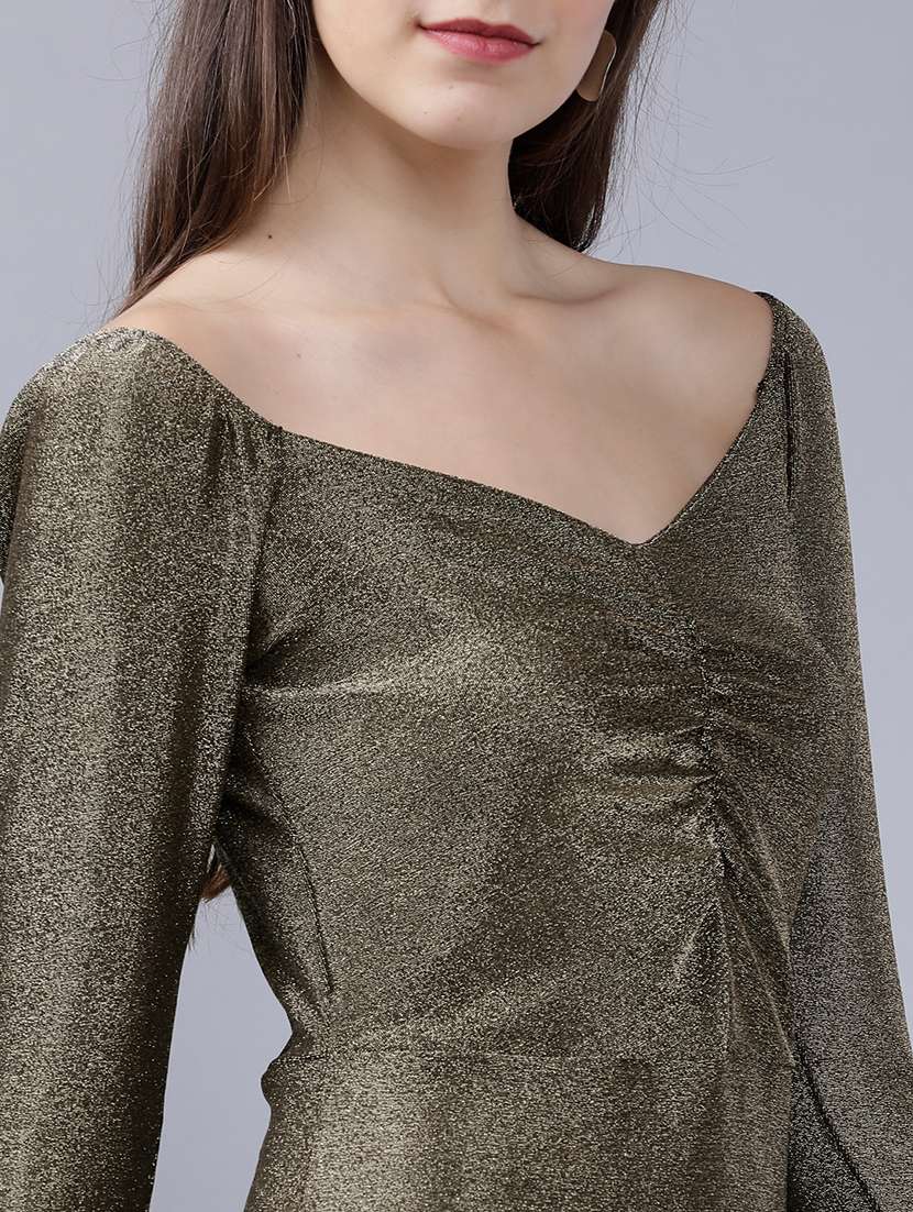 Women Gold Polyester Bodycon Dress - 22470759 -  Standard Image - 1
