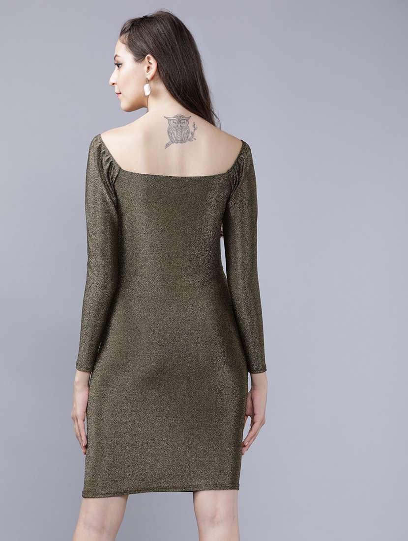 Women Gold Polyester Bodycon Dress - 22470759 -  Standard Image - 4