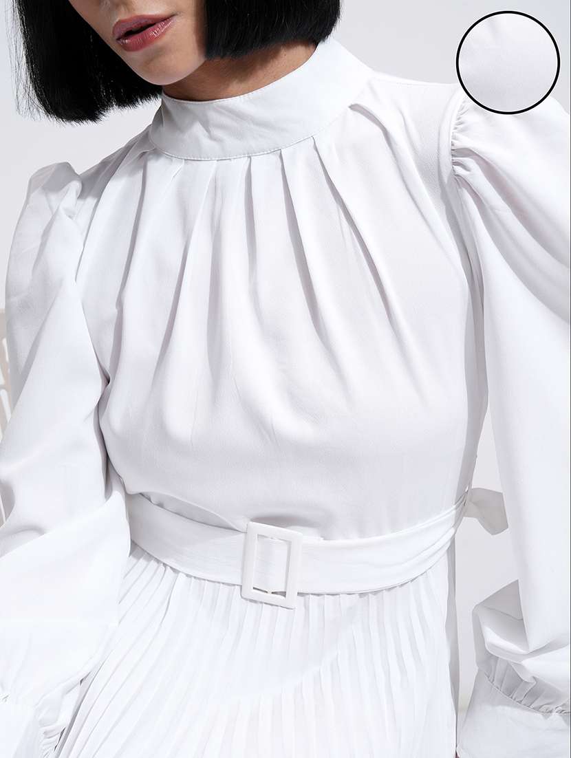 women white polyester fit & flare dress - 22470760 -  Standard Image - 1