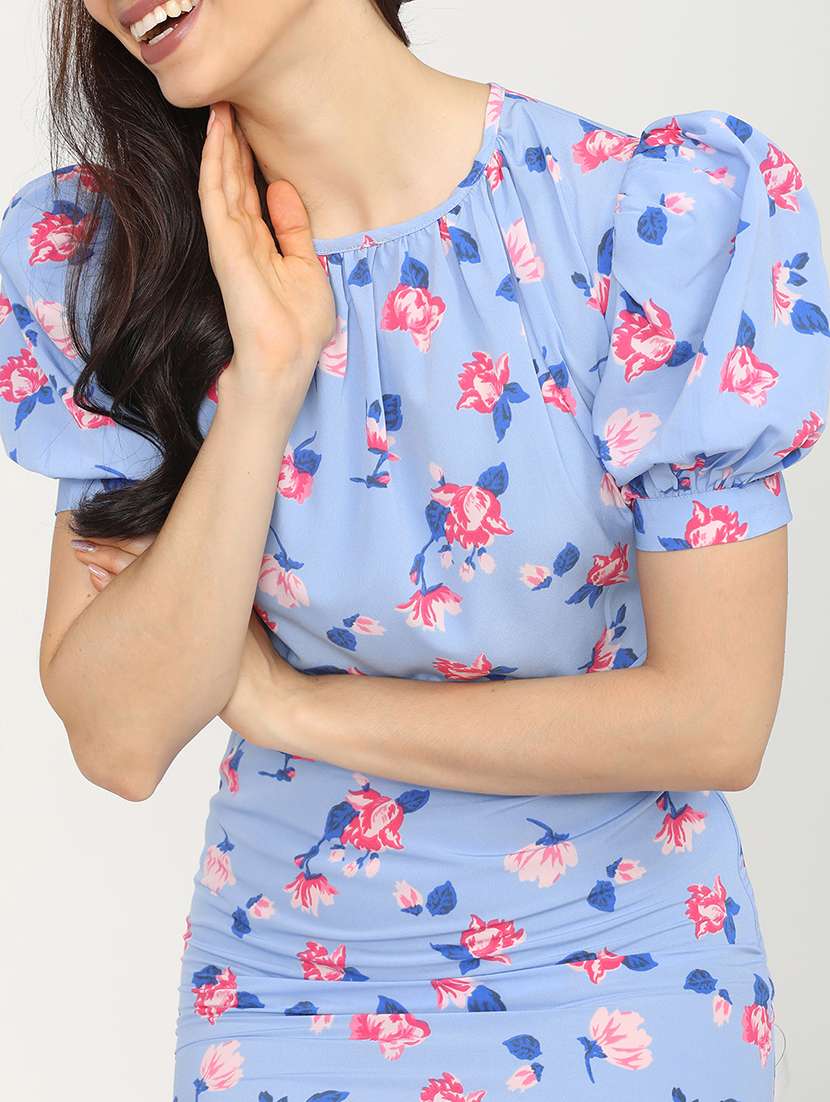 women blue polyester a-line dress - 22470761 -  Standard Image - 1