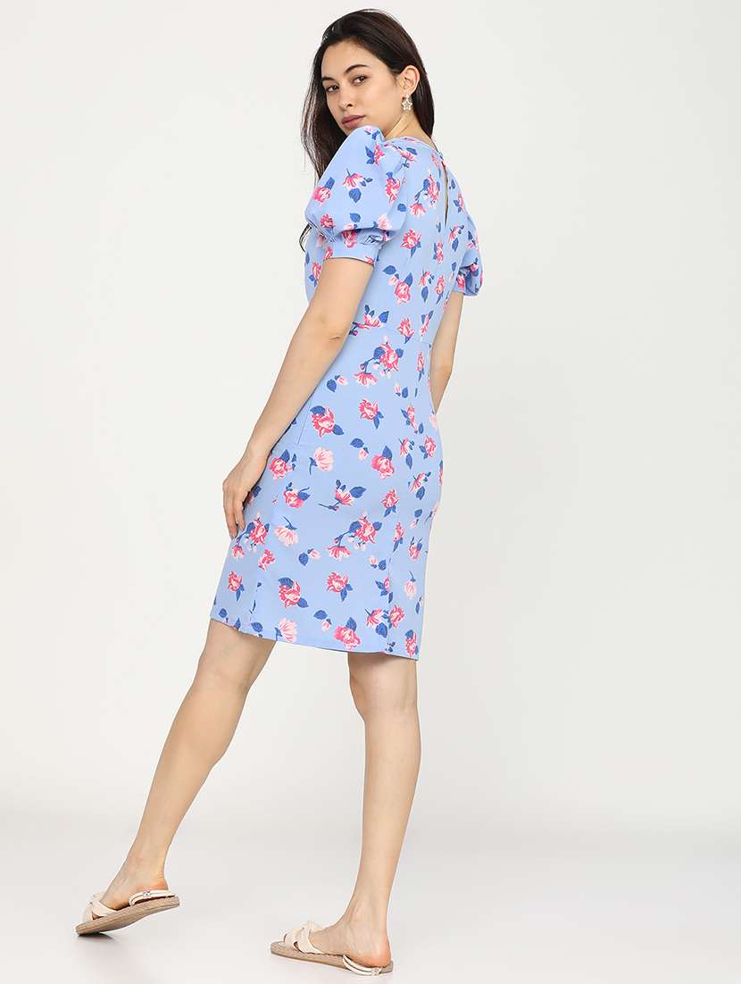women blue polyester a-line dress - 22470761 -  Standard Image - 4