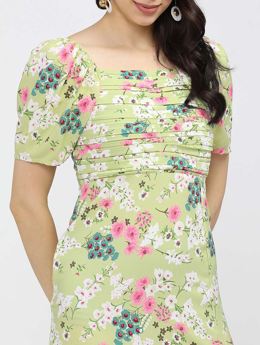 women green polyester fit & flare dress - 22470764 -  Standard Image - 1