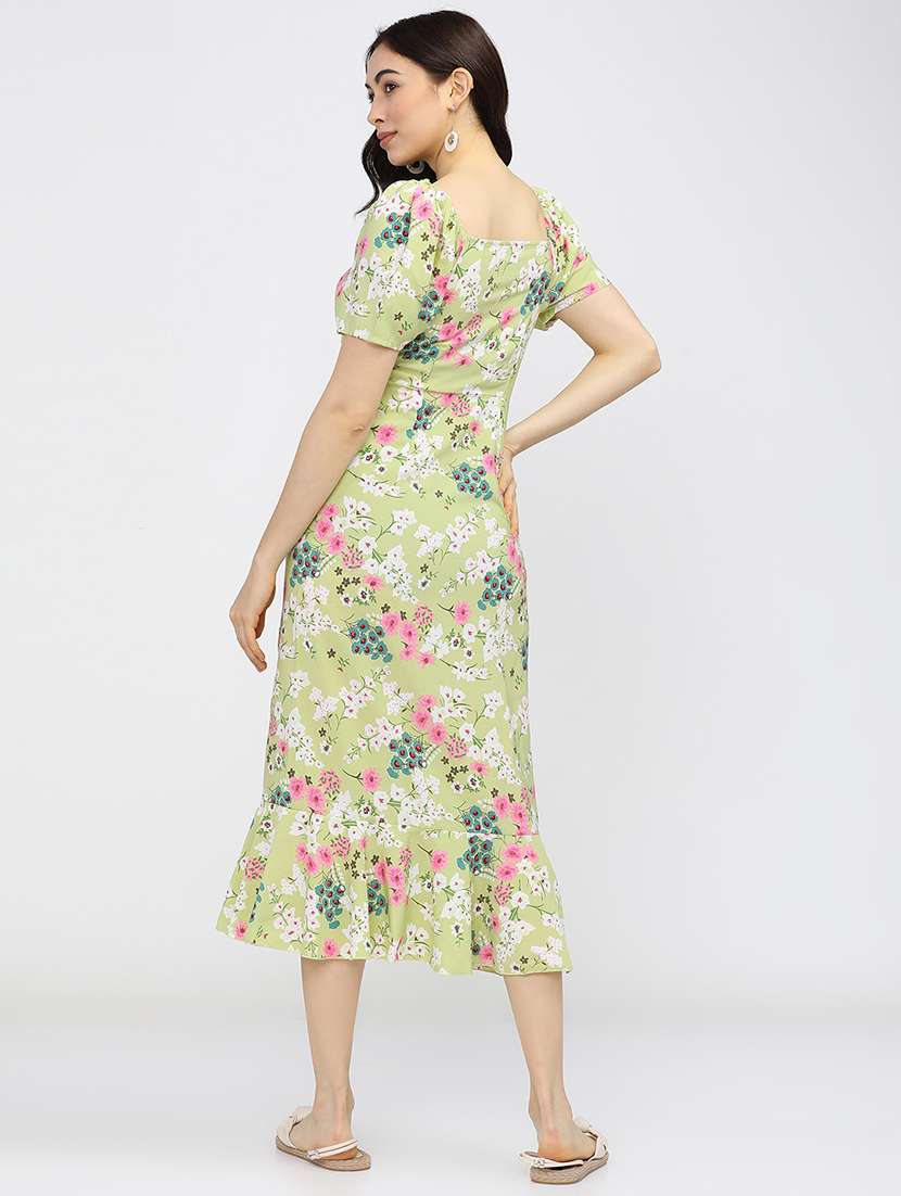 women green polyester fit & flare dress - 22470764 -  Standard Image - 4